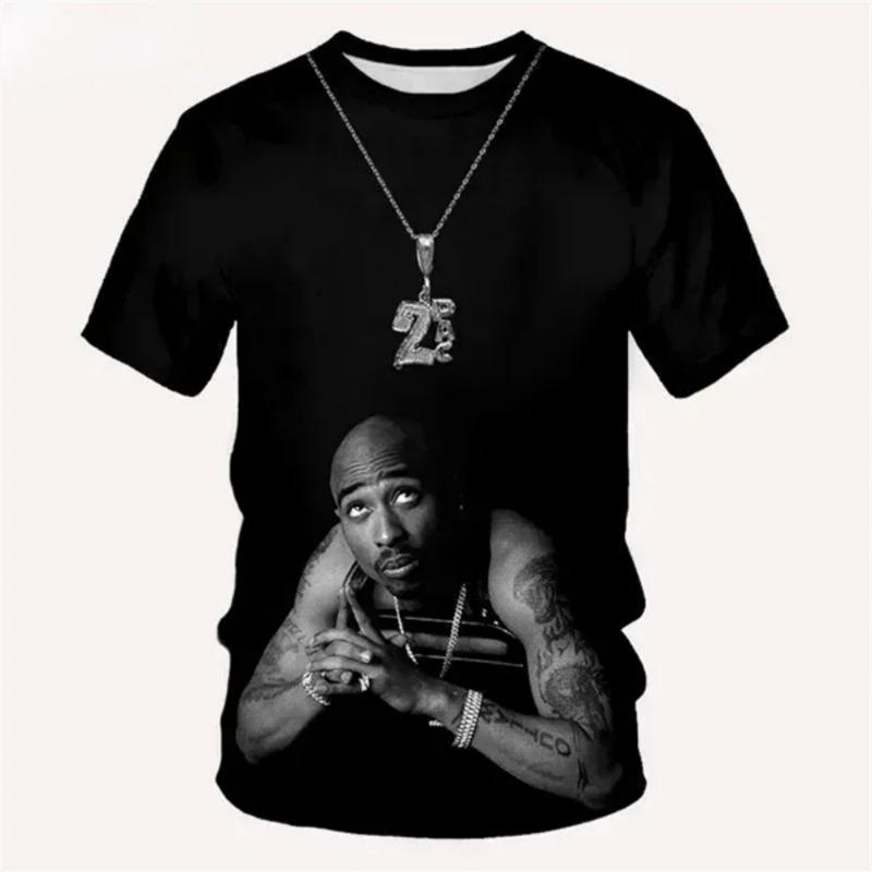 Новая футболка Харадзюку Мужская футболка Мода 2pac Графические футболки Хип-хоп Мужские футболки Летние топы Футболки Мужская дизайнерская одежда