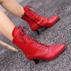 Fashion Elegant Ankle Boots For Women Casual Lace Up Autumn Winter Short Boot Female Black Red White Blue Heel Party Shoe Lady Big Size