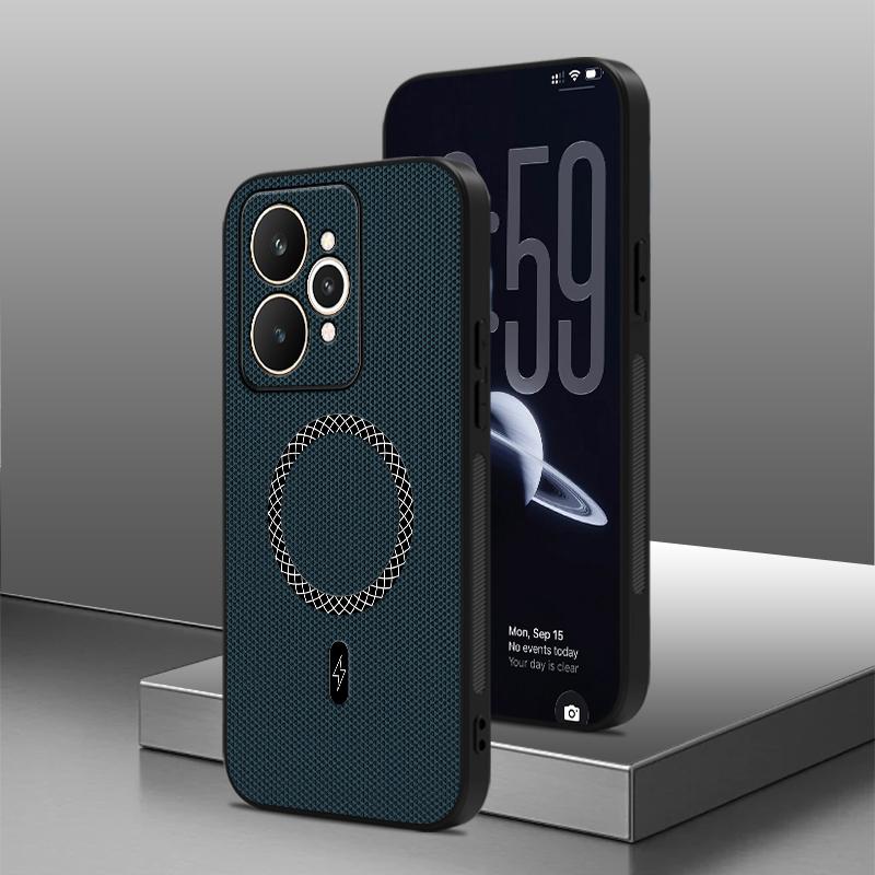 Для Realme 15 Прочный магнитный чехол для телефона Для Realme 15 Pro Кожаная текстура Защитная крышка для беспроводной зарядки Для Realme 15X