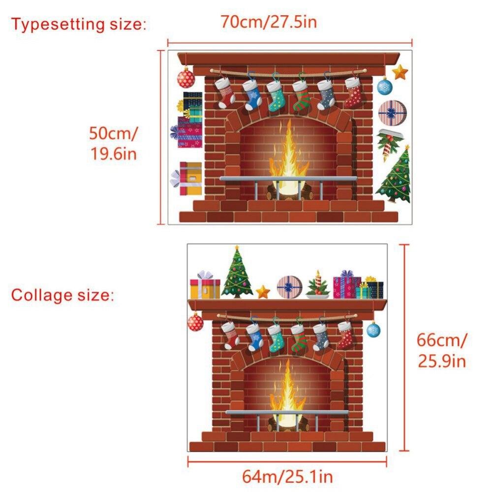 Wall Stickers Christmas Fireplace Living Room Bedroom Window Glass