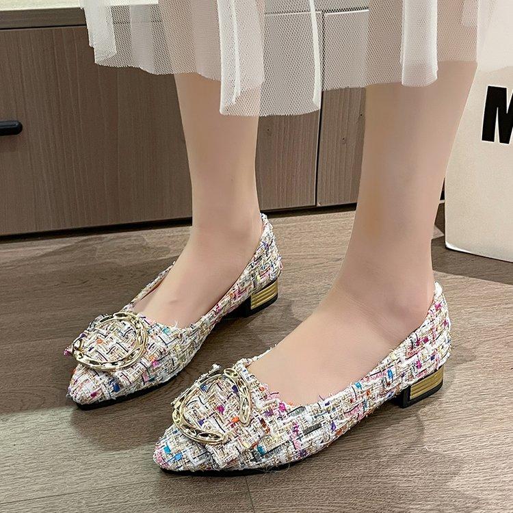 Spring and Autumn Casual Fashion Pointed Toe Comfortable Non-slip Wear-resistant Simple Metal Decorative Women's Shoes