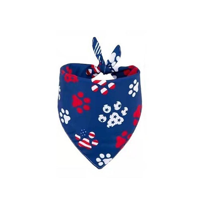 Red White Blue Pet Bandana Reusable Washable Dog Scarf for Independence Day Holiday Party Pet Accessories