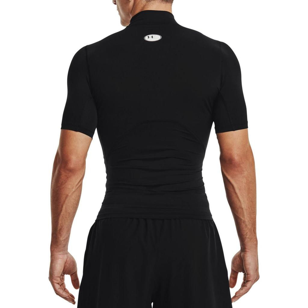 Under Armour Однотонная компрессионная футболка с высоким воротом и коротким рукавом для мужчин, черная 1372586-001