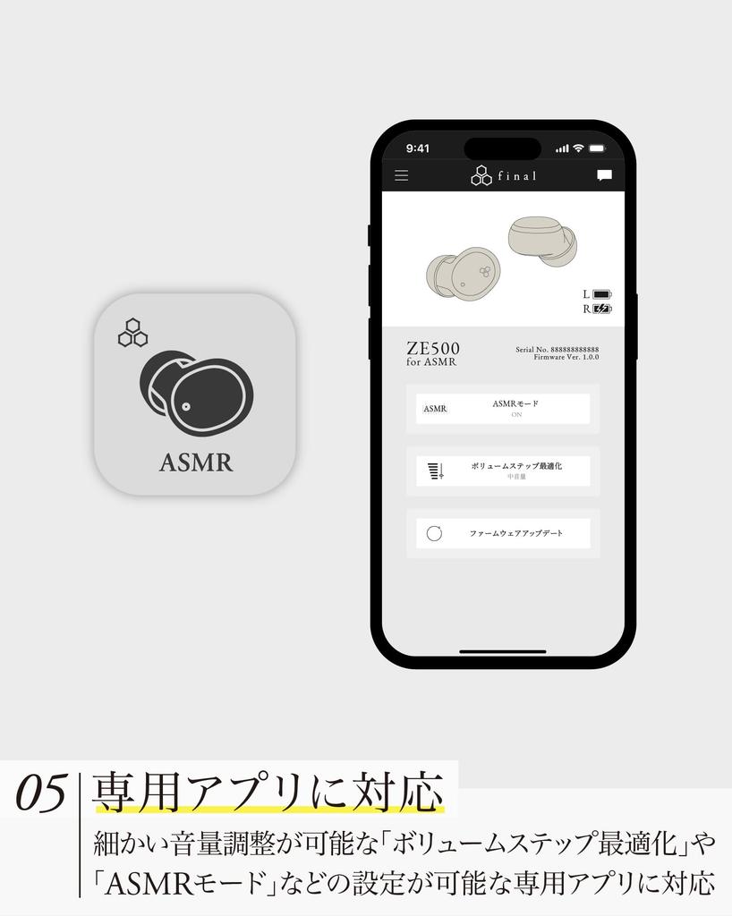 Final ZE500 для ASMR Беспроводные Рекомендовано для сна Наушники-вкладыши, Сверхмалые, (Темно-серый)