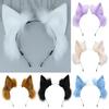 Hair Hoop Plush Cat Ear Decor Elastic Headgear Handmade Faux Animal Ears Metal Frame Bendable Headband Halloween Photography Accessories