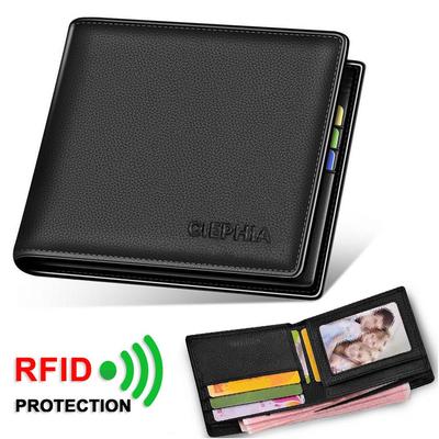Мужские кошельки из натуральной кожи с RFID-блокировкой, короткий тонкий верхний слой из воловьей кожи, кошелек с несколькими держателями для карт, сумки для денег, подарок для него