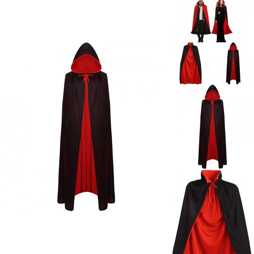 Vampire Costume Cloak With Hood For Halloween Cosplay Adults Dress Up Prop