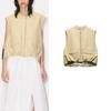 Early Autumn New Women's Clothing Waistcoat Round Neck Sleeveless Commute Leisure Ruched Hem Cotton Vest 7864386
