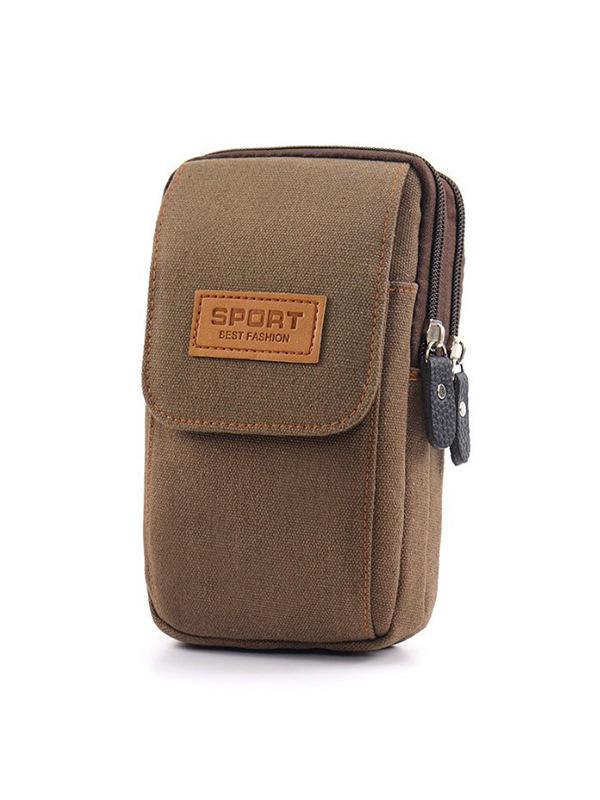 Мужская кожаная и холщовая многофункциональная поясная сумка для строительных площадок