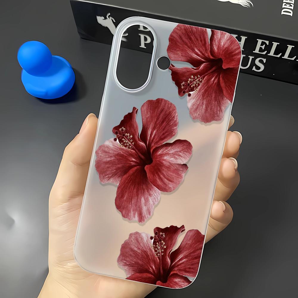 Розовый цветок гибискуса Чехол для телефона Для IPhone 16 15 14 Pro 15 Plus 17 Air 13 12 11 17 Pro Max Чехол Ударопрочный Мягкий чехол Fundas