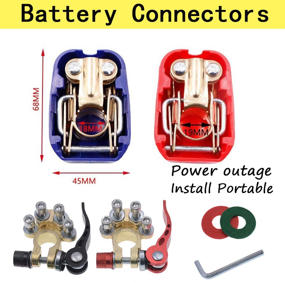 1 Pair Car Battery Terminal Connectors Positive Negative Car Battery Terminals Clamp Connector Quick Release Disconnect