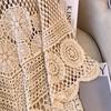 DIMANAF 2025 Новая футболка Женская Вязание Кружево Длинная Пляжная Праздничная Ажурная Летний Базовый Топ Футболка Свободная Одежда