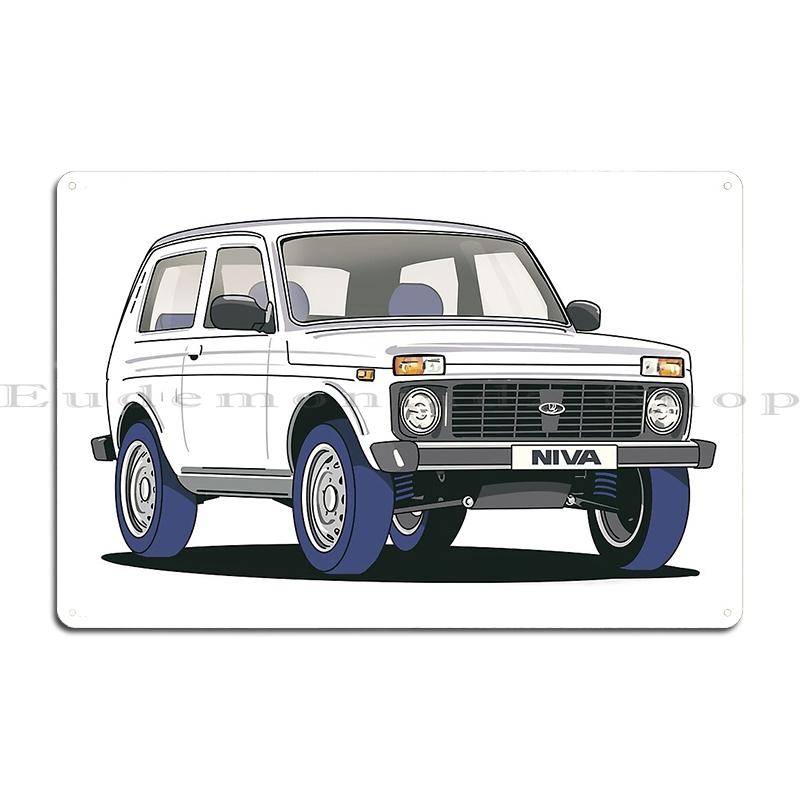 DORA Металлическая табличка Lada Niva Металлическая табличка Винтажная Настенная Паб Настенная табличка Клуб Бар Советский Союз Lada Niva Металлическая табличка Плакаты