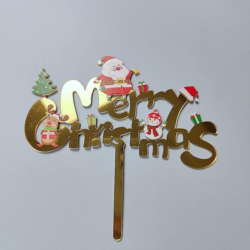 Merry Christmas Cake Toppers Acrylic Santa Claus Cake Topper Happy New Year Xmas Cake Decoration Christmas Party Supplies