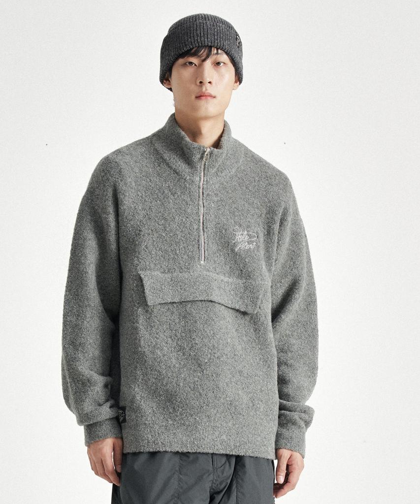 HELEMENT Pebble Half Zip Knit (Grey)