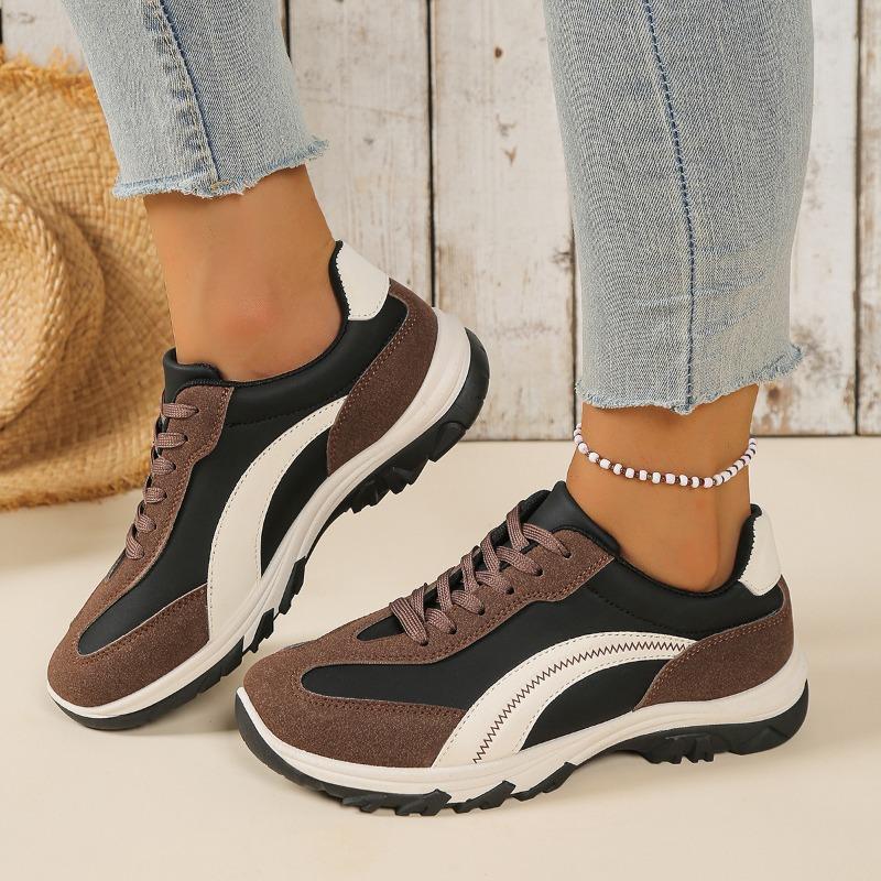 Large Size Versatile Dad Shoes Women's Spring and Autumn New Color Matching Breathable Flat-soled Sports Shoes Casual Little White Shoes