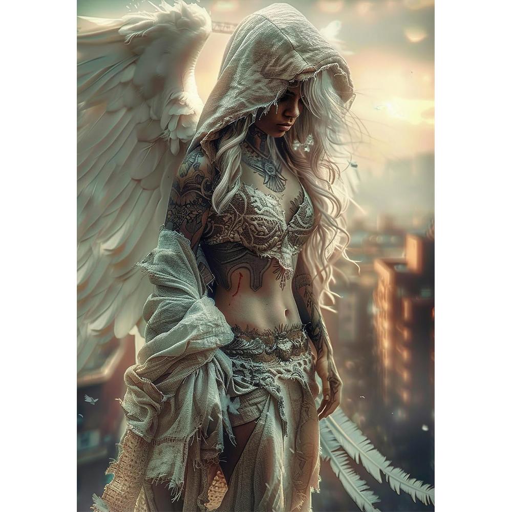 5D DIY Ретро Ангел Настенное Искусство Круглая Алмазная Живопись Церковный Стиль Красивый Ангел Искусство Преданности Домашний Декор