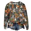 Женский осенне-зимний топ с круглым вырезом и длинными рукавами, милый свитер-пуловер с принтом 3D на тему Хэллоуина