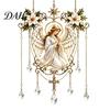 Colorful Light Reflection Ornament Stained Glass Effect Blessing Suncatcher, Acrylic Angel Prayer Window Hanging Decorative Suncatcher with