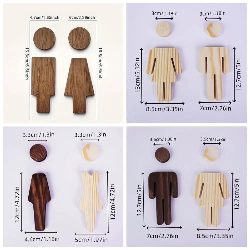 1 Pair Solid Wood Bathroom Sign Men's and Women's WC Door Sign Restroom Sign  Toilet Door Decoration