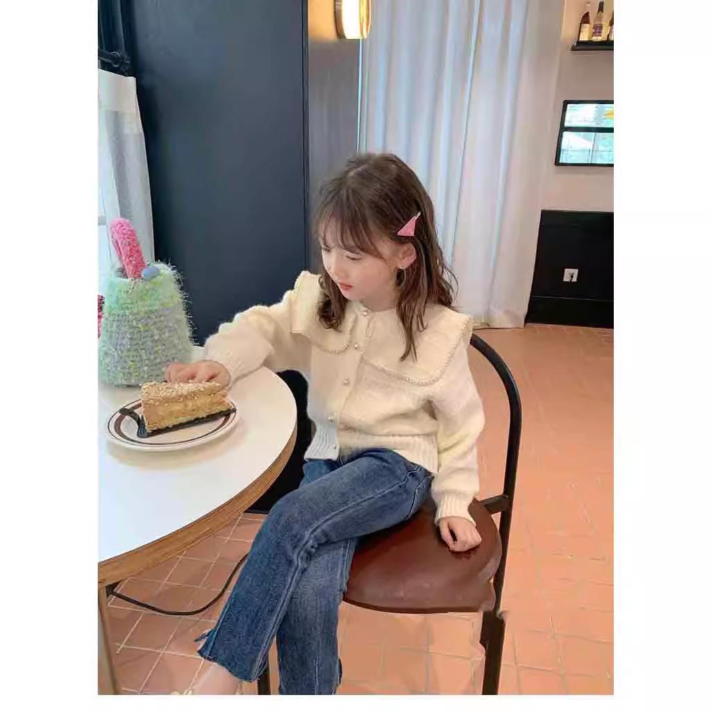 Модный кардиган для девочек, вязаный весенний детский повседневный свитер, пальто