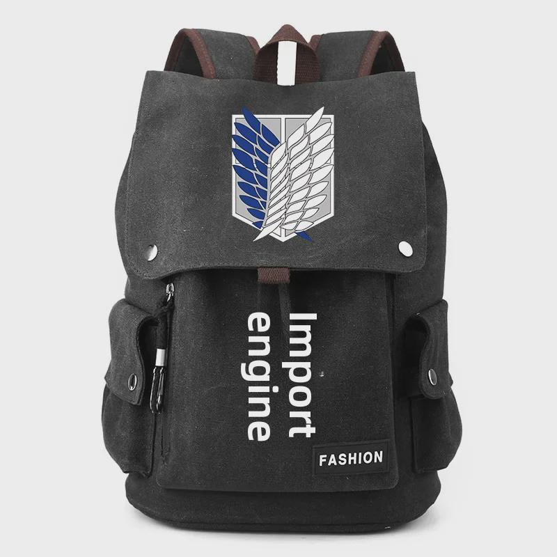 Атака титанов Крылья свободы аниме холст рюкзак для студентов