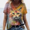 Summer Women's T Shirt Cat Print Casual Short Sleeve 3d T-Shirts Fashion Streetwear Crew Neck Pullover Female Oversized Clothing