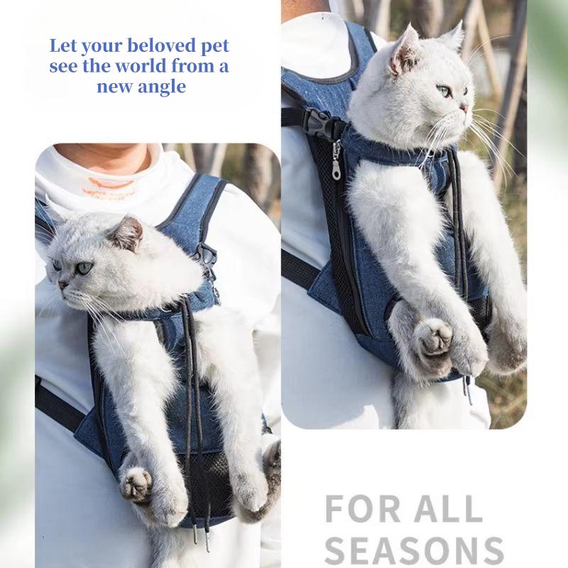 Pet Carrier Bag Double Shoulder Breathable Portable Travel Pet Dog Carrying Backpack Mesh Carrier Front Bag For Small Dog Cats