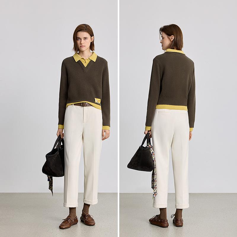 LILY Color Match Fake Two Knitted Sweaters