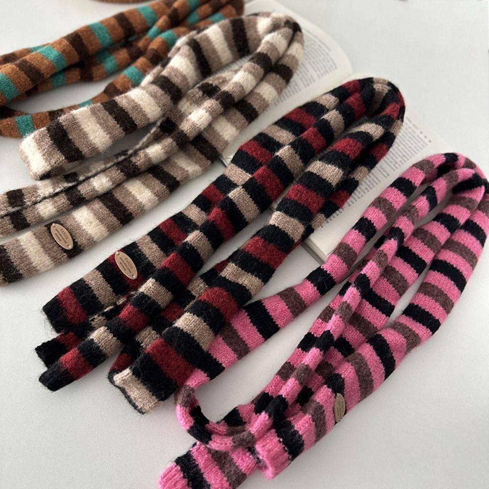 Narrow Striped Scarf Korean Style Winter Shawl Soft Cashmere Knitted Scarf Autumn Winter