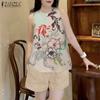 ZANZEA Women Floral Tank Tops and Shorts Summer Two Piece Sets