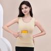 Women Thermal Tank Top Square Neck Sleeveless Warm Camisole Top with Front And Back Pockets Winter Double Layer Basic Undershirts