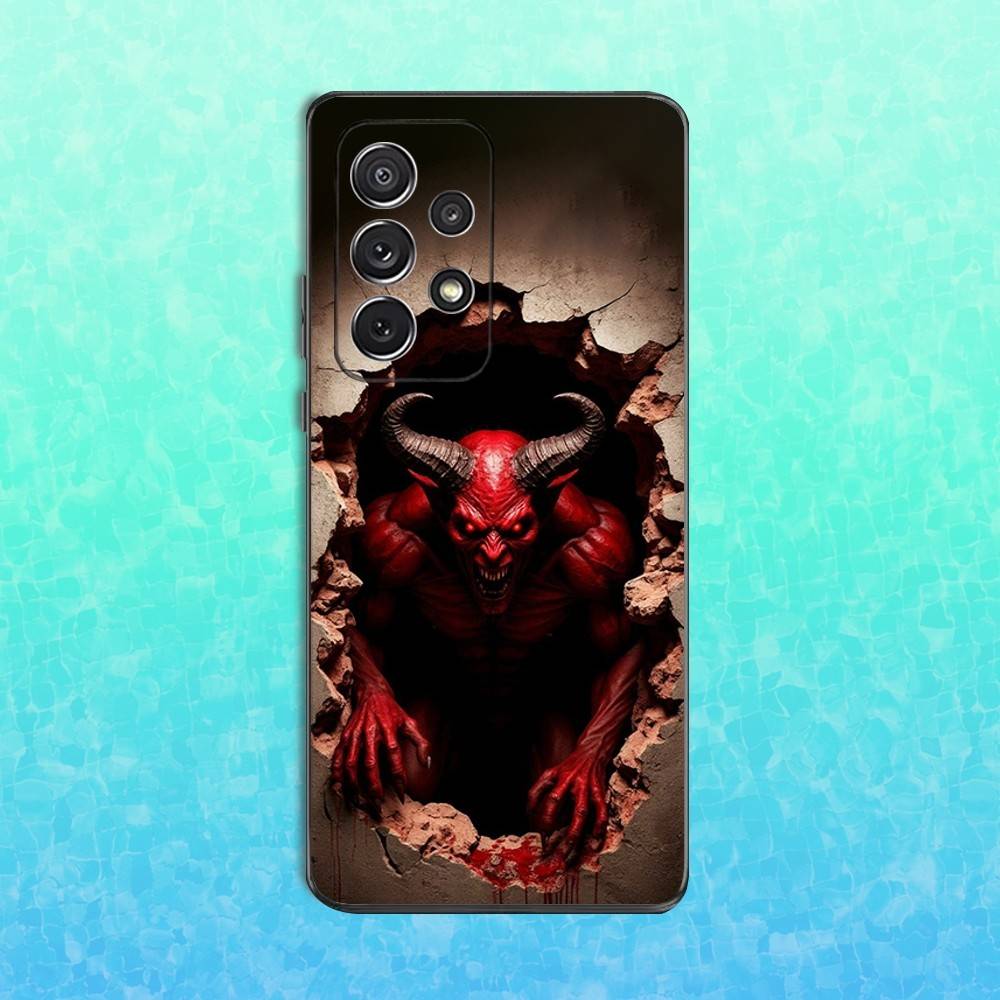 Art Hell Satanic Phone Case For Samsung S25,S24,S23,S22,S21,S20,S10,Ultra,Plus,Lite,FE,Soft Silicone Black Cover