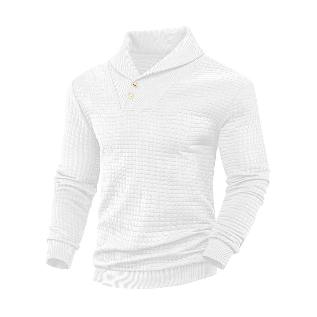 Мужской однотонный свитшот с лацканами в клетку, мужской повседневный модный свитшот