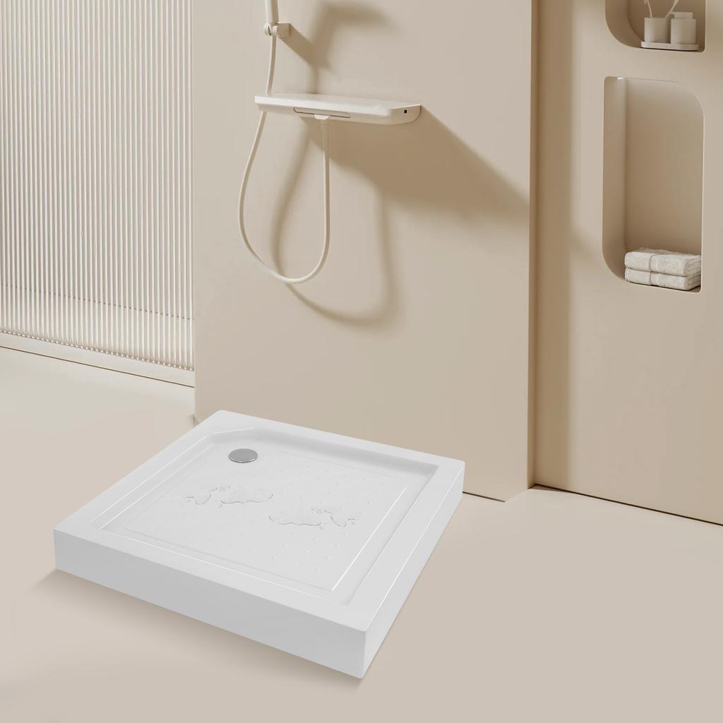 Большой квадратный душевой поддон 33x33 дюйма, грузоподъемность 573 фунта, нескользящий поддон для пола ванной комнаты, белый водонепроницаемый душевой ресептор