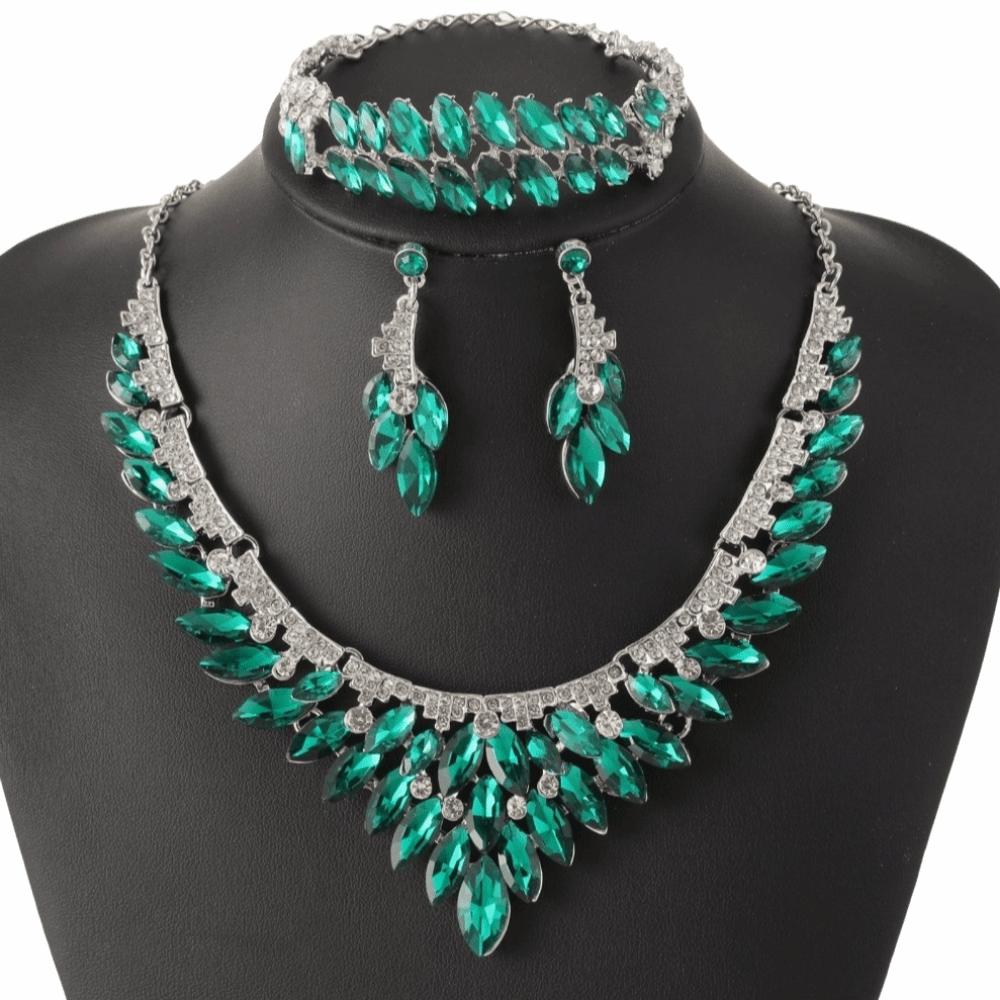 3/4Pcs Sparkling Women's Jewelry Set Baroque Women Rhinestone Jewelry Set Outfit Accessory