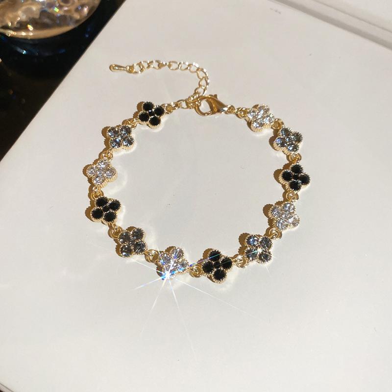 New Zircon Rectangle Clasp Bracelet Summer Cool Tone Elegant Luxury Women Jewelry