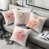 Минималистичный контурный рисунок цветка Наволочка для декоративной подушки - Нежно-розовый декор для дивана