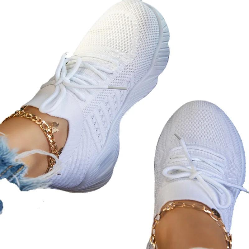 Модные женские кроссовки повседневная обувь удобная сетчатая женская спортивная обувь на шнуровке танкетка массивная женская вулканизированная обувь женские кроссовки