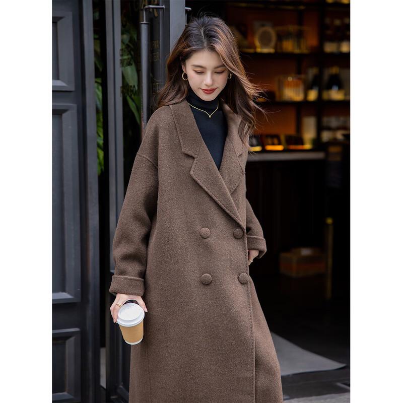 Mokana Women's Elegant Long Wool Blend Coat