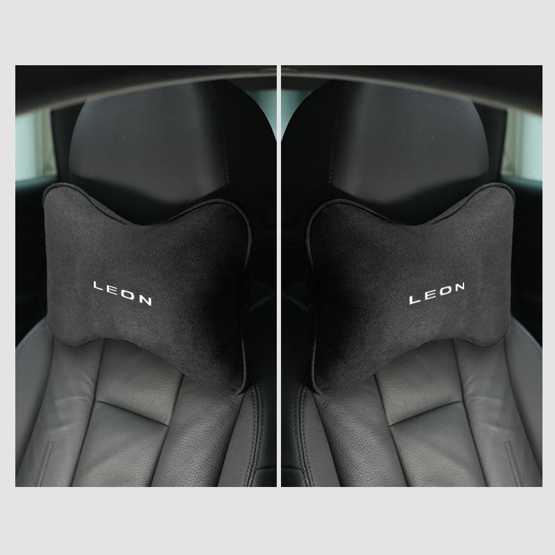 cydf10 Suede Headrest Car Breathable Memory Foam Neck Pillow For Seat Leon Ibiza Ateca Arona Toledo Altea Alhambra Interior Accessories