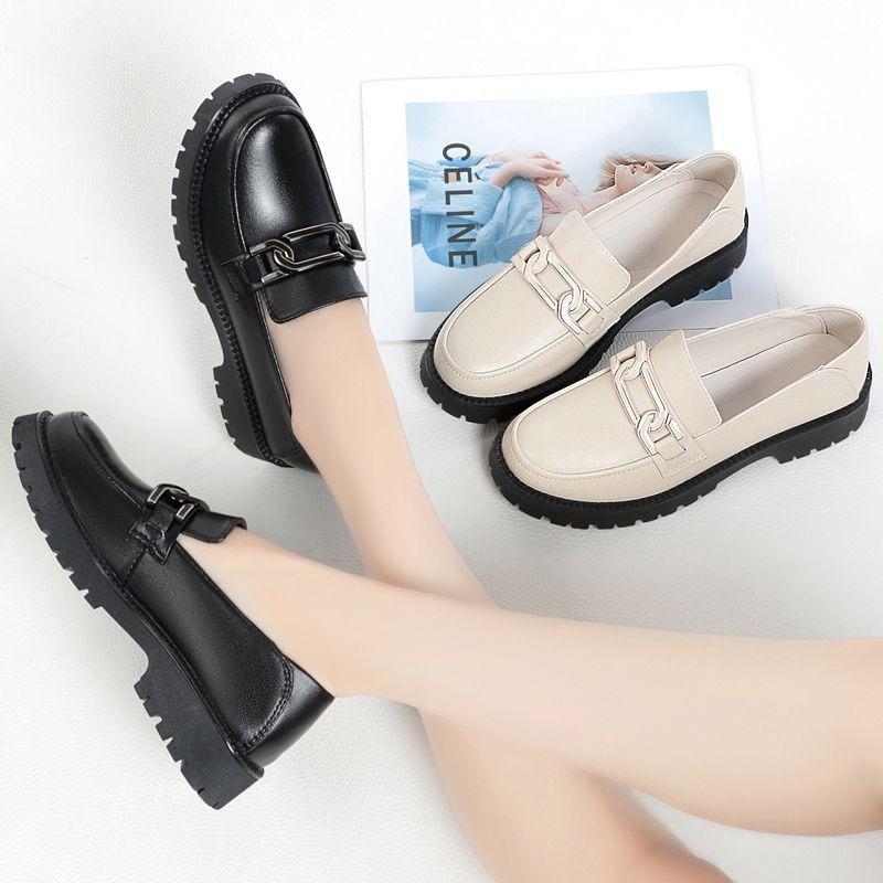 New Leather Women's Single Shoes Non-slip Low-heeled Women's Shoes Fashionable and Casual Large-size Mother Soft-soled Women's Leather Shoes