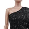 Solid Colour Evening Dress Sequins Strapless Sexy Elegant Mid-waist Women's Dress