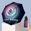 Manchester City Manual Five Fold 8 Rib Umbrella Support Custom Text, Lightweight Travel Umbrella