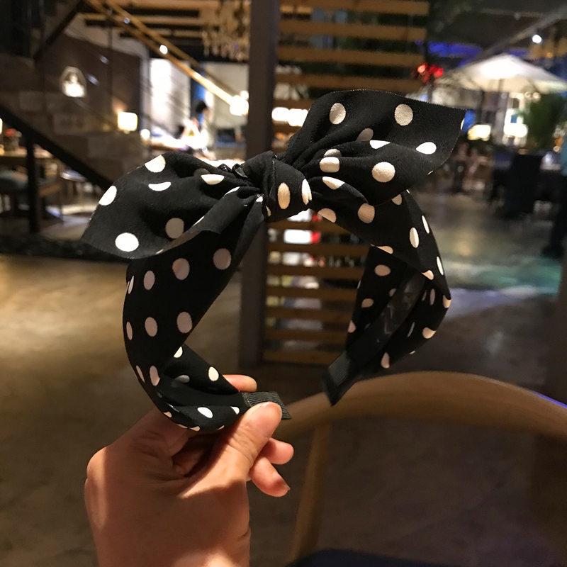 Новые винтажные банты с принтом в горошек, обруч для волос, женская повязка на голову, милые кроличьи ушки, женская, для девочек, лента для волос, резинки для волос, аксессуары для волос