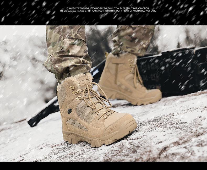 Мужские зимние бархатные высокие армейские ботинки – теплые зимние ботинки с шерстяной подкладкой для использования на открытом воздухе и в тактических целях