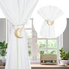 Magnetic Curtain Tiebacks Alloy Moon Curtain Holdbacks Silver/Gold Curtain Tie Backs Curtain Clips Ropes -Set of 2