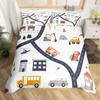Пододеяльник с изображением гоночной машины, размер Queen, для мальчиков, комплект постельного белья с изображением строительной машины, серый, красные автомобили, дорожное движение, пододеяльник, 3 шт.