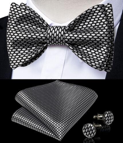 Мужской шелковый галстук-бабочка, регулируемый синий галстук-бабочка, набор запонок с цветочным принтом пейсли