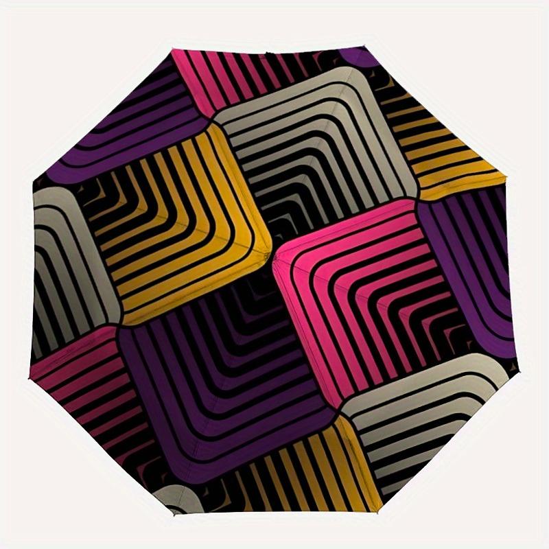 1pc Abstract Pattern Automatic Folding Umbrella, Portable & Foldable Design with 8 Ribs, Casual Outdoor Accessory Halloween and Christmas gi